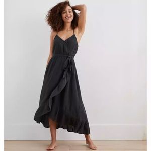 ☆ NWT aerie ruffle wrap midi dress smoked gray ☆